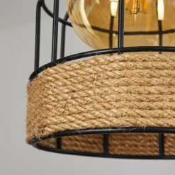 Style Boho-Chic-hofstein Suspension Sulzano Brun, Noir, 1 lumière