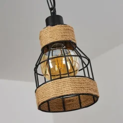 Style Boho-Chic-hofstein Suspension Sulzano Brun, Noir, 1 lumière
