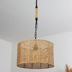 Style Boho-Chic-hofstein Suspension Sulzano Brun, Noir, 1 lumière