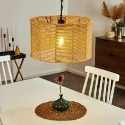 Style Boho-Chic-hofstein Suspension Sulzano Brun, Noir, 1 lumière