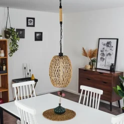 Style Boho-Chic-hofstein Suspension Sulzano Brun, Noir, 1 lumière