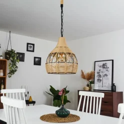 Style Boho-Chic-hofstein Suspension Sulzano Brun, Noir, 1 lumière