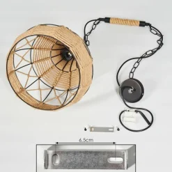 Style Boho-Chic-hofstein Suspension Sulzano Brun, Noir, 1 lumière