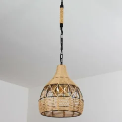 Style Boho-Chic-hofstein Suspension Sulzano Brun, Noir, 1 lumière