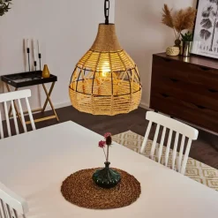 Style Boho-Chic-hofstein Suspension Sulzano Brun, Noir, 1 lumière