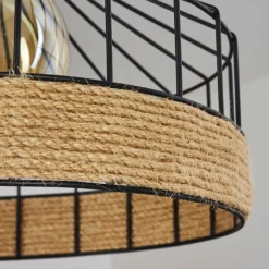 Style Boho-Chic-hofstein Suspension Sulzano Brun, Noir, 1 lumière