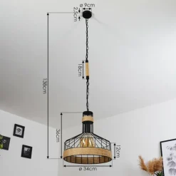 Style Boho-Chic-hofstein Suspension Sulzano Brun, Noir, 1 lumière