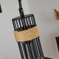 Style Boho-Chic-hofstein Suspension Sulzano Brun, Noir, 1 lumière