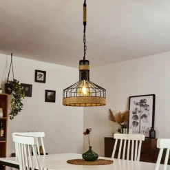 Style Boho-Chic-hofstein Suspension Sulzano Brun, Noir, 1 lumière