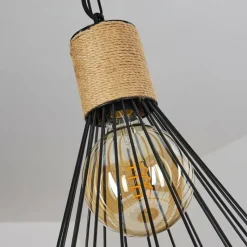 Style Boho-Chic-hofstein Suspension Sulzano Brun, Noir, 1 lumière