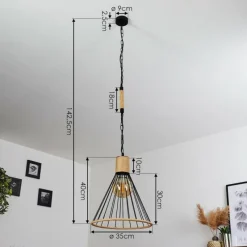 Style Boho-Chic-hofstein Suspension Sulzano Brun, Noir, 1 lumière
