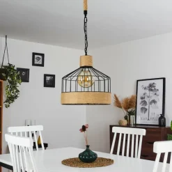 Luminaires Scandinaves-hofstein Suspension Sulzano Brun, Noir, 1 lumière