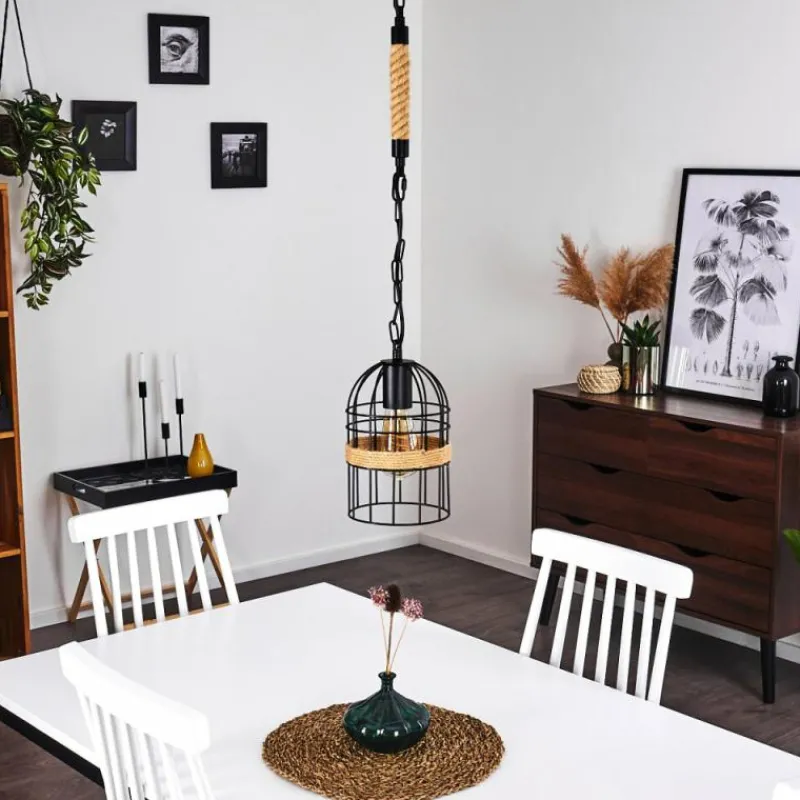 Luminaires Scandinaves-hofstein Suspension Sulzano Brun, Noir, 1 lumière