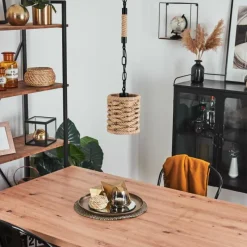 Style Boho-Chic-hofstein Suspension Sulzano Brun, Noir, 1 lumière