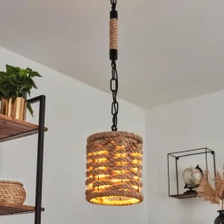 Style Boho-Chic-hofstein Suspension Sulzano Brun, Noir, 1 lumière