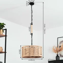 Style Boho-Chic-hofstein Suspension Sulzano Brun, Noir, 1 lumière