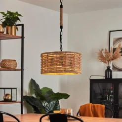 Style Boho-Chic-hofstein Suspension Sulzano Brun, Noir, 1 lumière