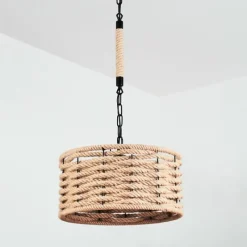 Style Boho-Chic-hofstein Suspension Sulzano Brun, Noir, 1 lumière