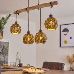 Luminaires Scandinaves-hofstein Suspension Sunasau Bois foncé, Noir, 4 lumières