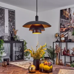 Lampes Dorées-hofstein Suspension Sundet Noir, 1 lumière