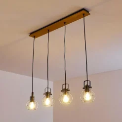 Lampes Vintages & Rétros-Luminaires Trio Suspension Sundsvall Brun, Noir, 4 lumières