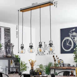 Style Boho-Chic-hofstein Suspension Sundsvall Écru, Noir, 4 lumières