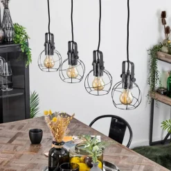 Style Boho-Chic-hofstein Suspension Sundsvall Écru, Noir, 4 lumières