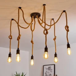 Luminaires Scandinaves-hofstein Suspension Sunnyvale Brun, Noir, 6 lumières