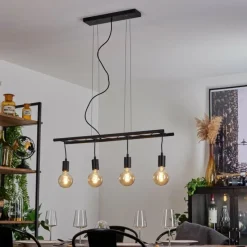 Lampes Vintages & Rétros-hofstein Suspension Susillon Noir, 4 lumières