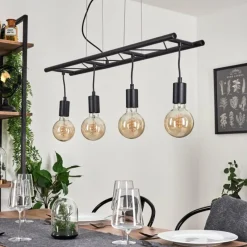Lampes Vintages & Rétros-hofstein Suspension Susillon Noir, 4 lumières