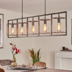 hofstein Suspension Svene Gris, Noir, 5 lumières