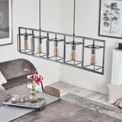 hofstein Suspension Svene Gris, Noir, 5 lumières