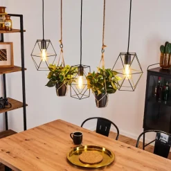 Lampes Vintages & Rétros-hofstein Suspension Taheramo Bois foncé, Noir, 3 lumières