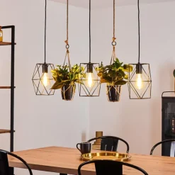 Lampes Vintages & Rétros-hofstein Suspension Taheramo Bois foncé, Noir, 3 lumières
