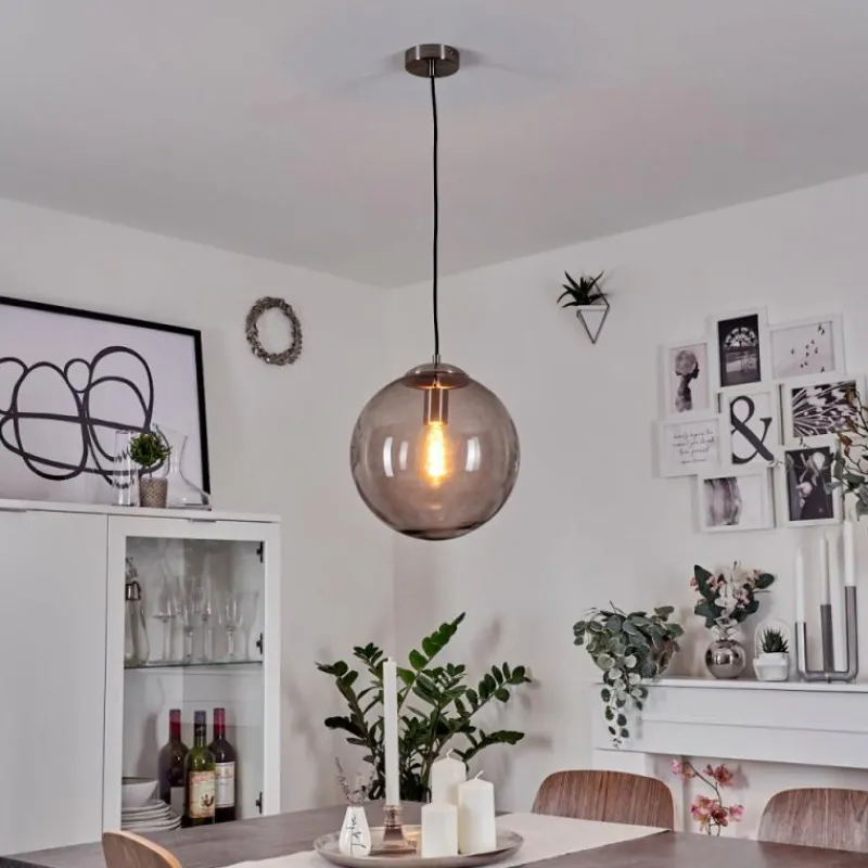 Suspension Verre Fumé-hofstein Suspension Talauta Nickel mat, 1 lumière