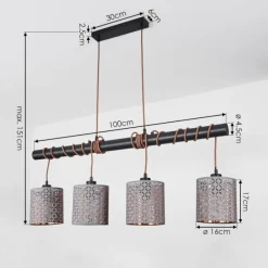 Lampes En Tissu-hofstein Suspension Tallaboa Brun, Noir, 4 lumières