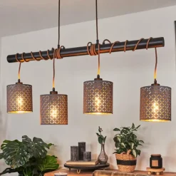 Lampes En Tissu-hofstein Suspension Tallaboa Brun, Noir, 4 lumières