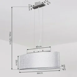 Lampes En Tissu-hofstein Suspension Tallaboa Gris, Nickel mat, 3 lumières