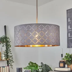 hofstein Suspension Tallaboa Gris, Cuivre, 1 lumière* Suspensions