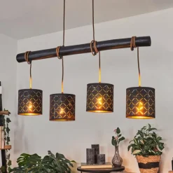 Lampes En Tissu-hofstein Suspension Tallaboa Noir, 4 lumières