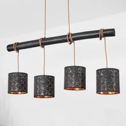 Lampes En Tissu-hofstein Suspension Tallaboa Noir, 4 lumières
