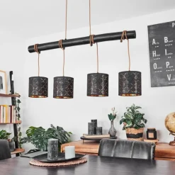 Lampes En Tissu-hofstein Suspension Tallaboa Noir, 4 lumières