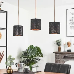 Lampes En Tissu-hofstein Suspension Tallaboa Noir, 3 lumières