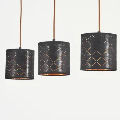 Lampes En Tissu-hofstein Suspension Tallaboa Noir, 3 lumières