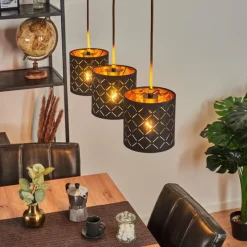 Lampes En Tissu-hofstein Suspension Tallaboa Noir, 3 lumières