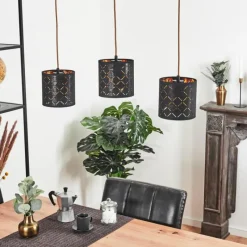 Lampes En Tissu-hofstein Suspension Tallaboa Noir, 3 lumières