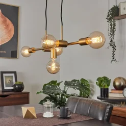 Lampes Vintages & Rétros-hofstein Suspension Talmage Laiton, 5 lumières