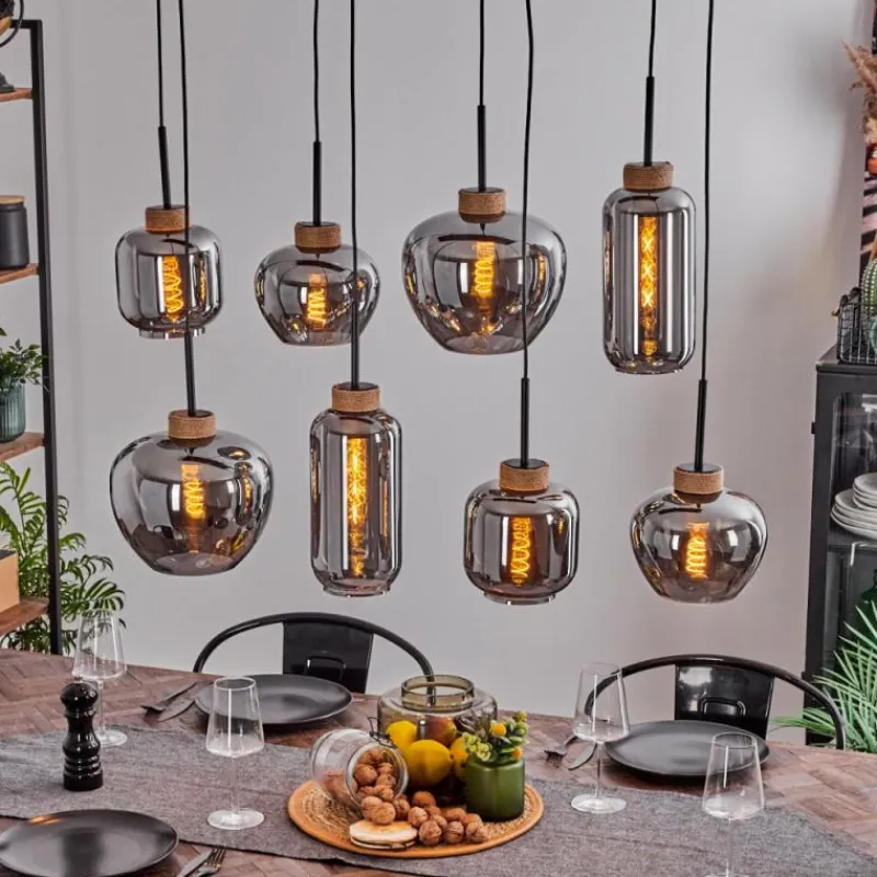Suspension Verre Fumé-hofstein Suspension Talok Noir, 8 lumières