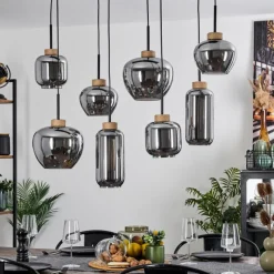 Suspension Verre Fumé-hofstein Suspension Talok Noir, 8 lumières