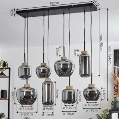 Suspension Verre Fumé-hofstein Suspension Talok Noir, 8 lumières